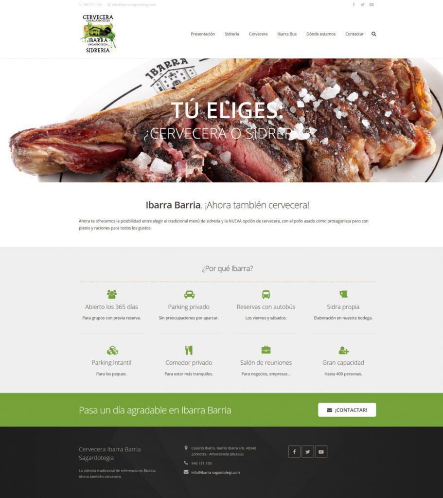 Diseño web Ibarra Sagardotegia de Amorebieta